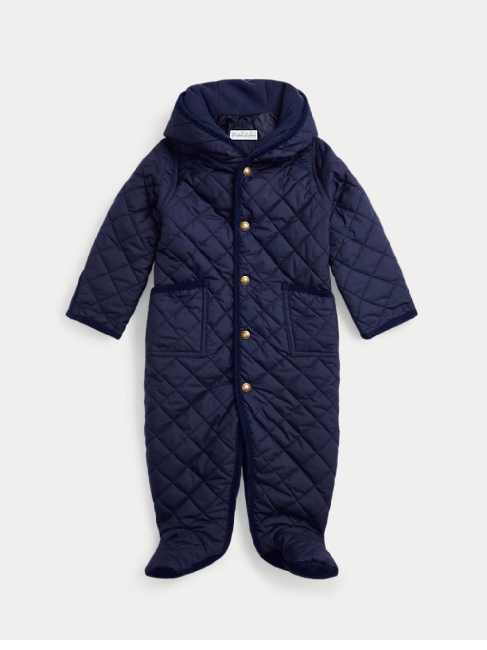 Ralph Lauren Navy Quilted Barn Bunting Suit